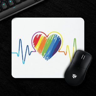 Mousepad Pulso do Arco-íris Coração Escrivível Abstrato