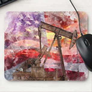 Mousepad Pumpjack silhoucolor com bandeira americana