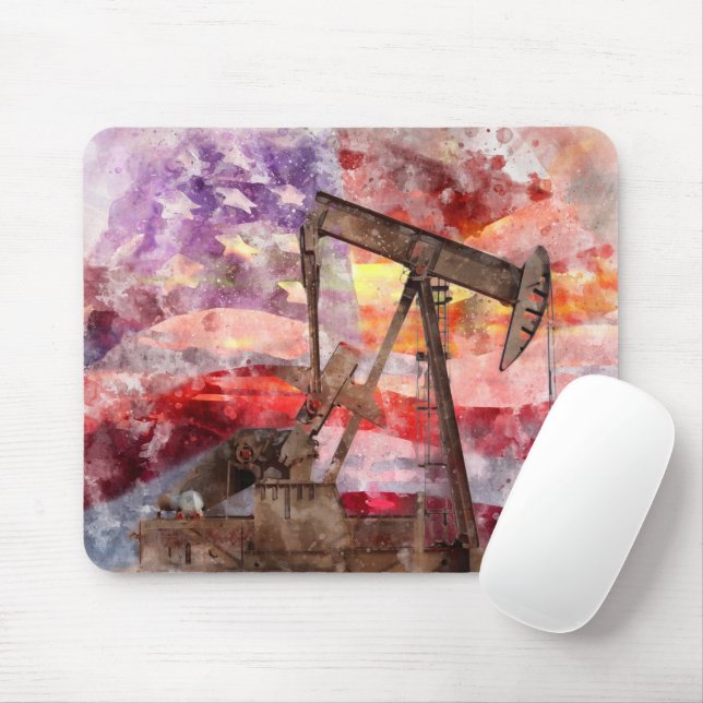 Mousepad Pumpjack silhoucolor com bandeira americana (Com mouse)