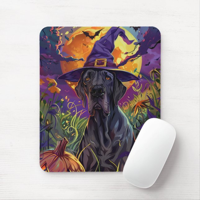 Mousepad Pumpkin de Bruxa de Halloween, Cachorro-sem-Pano (Com mouse)