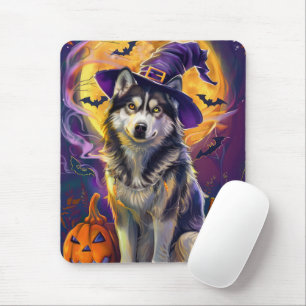Mousepad Pumpkin de Bruxas de Bruxas do Cachorro Siberiano