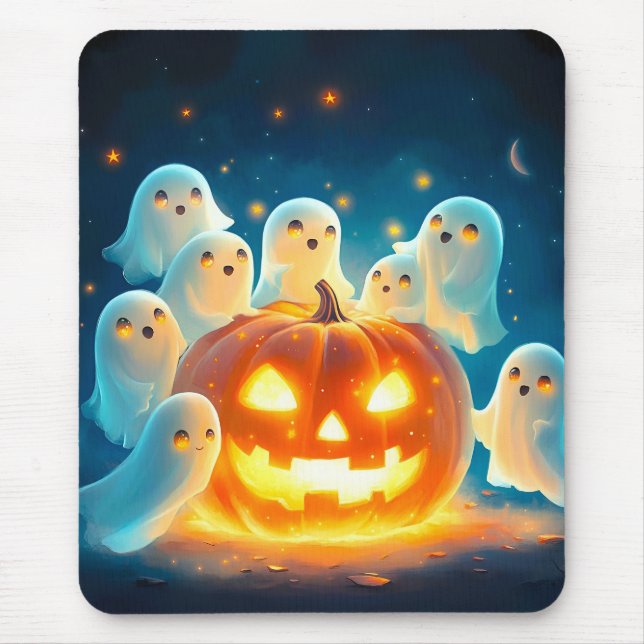 Mousepad Pumpkin Glow Party Watercolor (Frente)