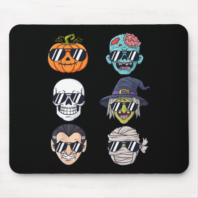 Mousepad Pumpkin mais fixe Halloween Skeleton Bruxa Vampiro (Frente)