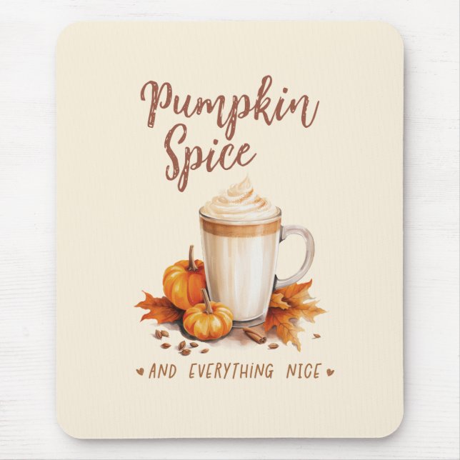 Mousepad Pumpkin Spice - Folhagem de Latte e Outono (Frente)