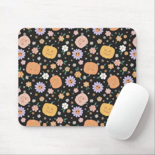Mousepad Pumpkins e Flores do Halloween Retro