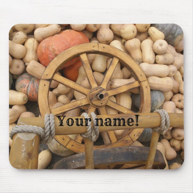 Mousepad Pumpkins e Roda do carrinho de madeira rural (Frente)
