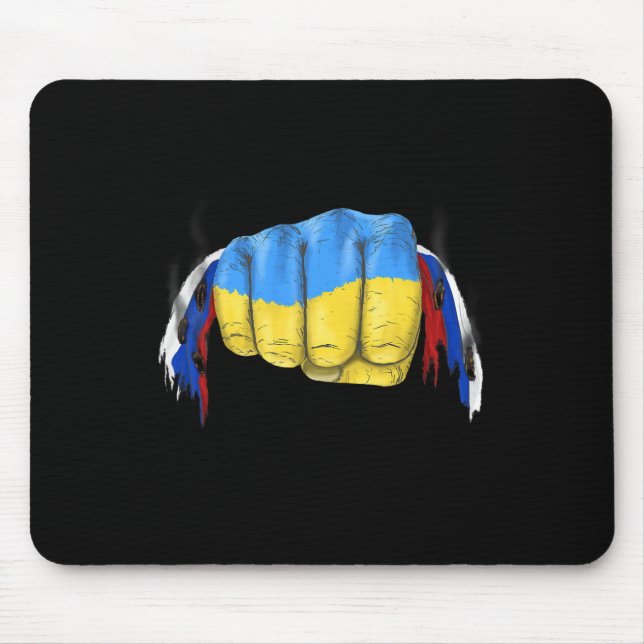 Mousepad Punho De Orgulho Ucraniano Eu Apoio A Ucrânia Para (Frente)