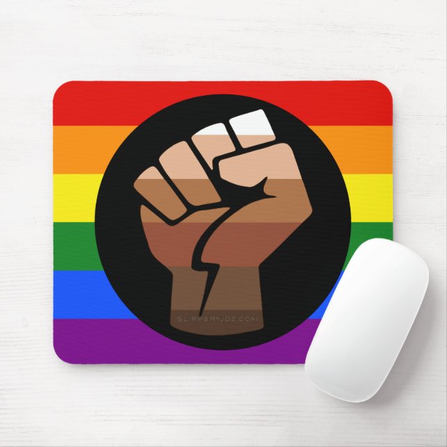 Mousepad Punho levantado da bandeira de cor de gente queer  (Com mouse)