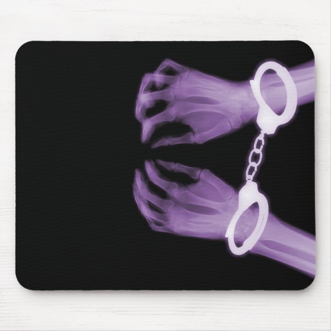 MOUSEPAD PUNHOS DE ESQUELETO DA MÃO DO RAIO X - ROXO (Frente)