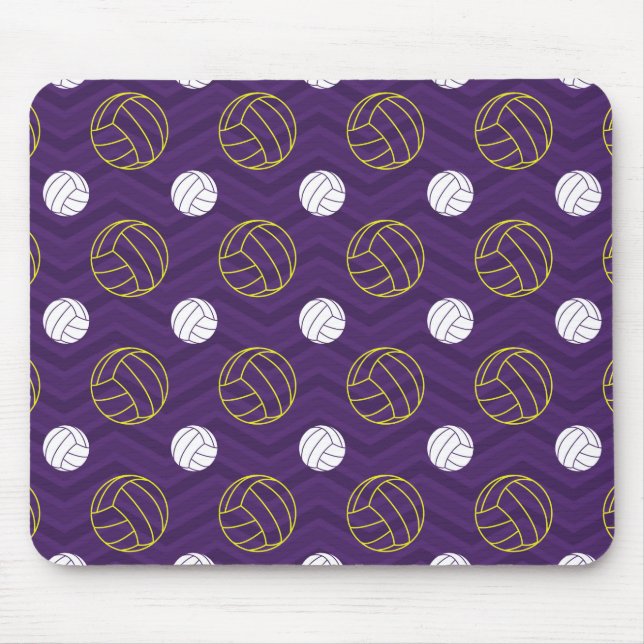 Mousepad Puro, Dourado Amarelo, Branco, Chevron de Voleibol (Frente)