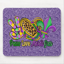 MOUSEPAD PURPEN GREEN DOURADO PEACE AMOR MARDI GRAS