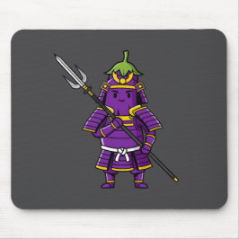 Mousepad Purple Eggplant Samurai Warrior with Spear Illustr