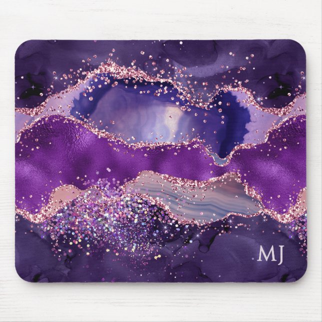 Mousepad Purple Glittery Agate Texture (Frente)