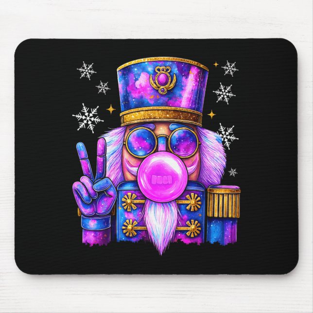 Mousepad Purple Nutcracker Blowing Bubble Gum Cute Christma (Frente)