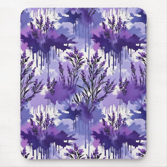 Mousepad Purple Watercolor with Florals (Frente)