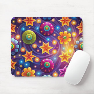 MOUSEPAD PURPLE YELLOW ORANGE GROOVY HIPPI PATTERNS
