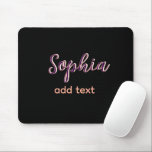 Mousepad púrpura adicionar nome menina chefe texto preto el<br><div class="desc">design</div>