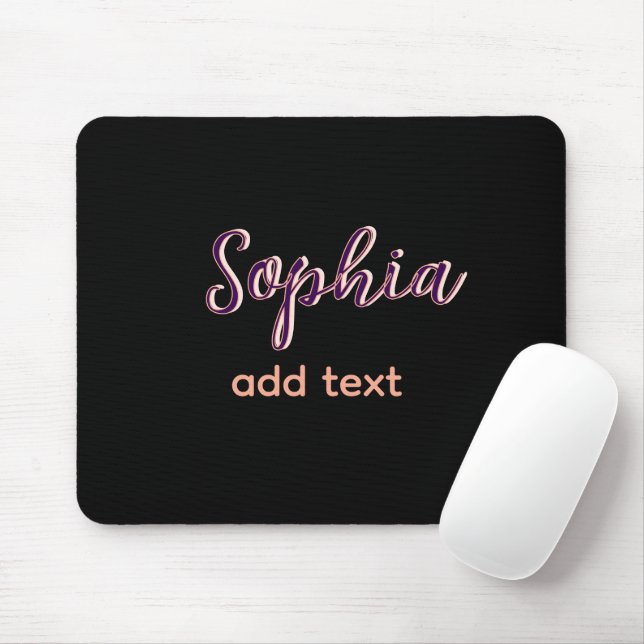 Mousepad púrpura adicionar nome menina chefe texto preto el (Com mouse)