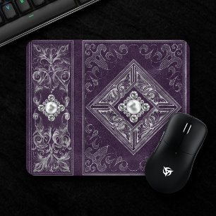 Mousepad Púrpura e Ornamentado prateado   Broche cozido