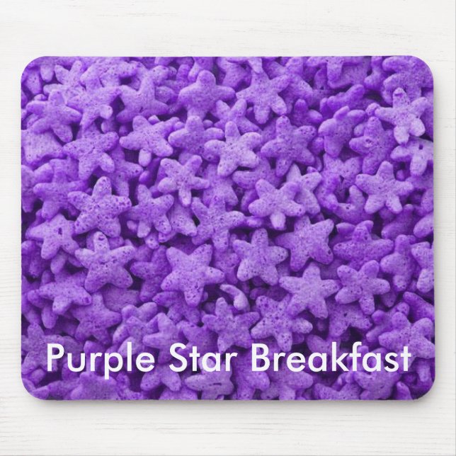 Mousepad Púrpura Estrelas Cereais Padrão de Comida do café  (Frente)