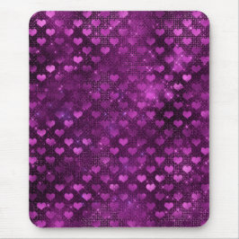 Mousepad Púrpura Glam Glam Brilhante Padrão Corações