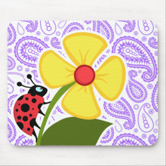 Mousepad Púrpura Paisley Pattern; Ladybug