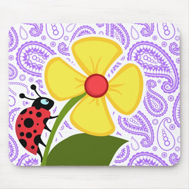 Mousepad Púrpura Paisley Pattern; Ladybug (Frente)