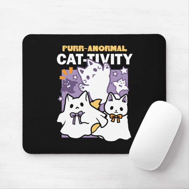 Mousepad Purr-anormal Cat tivity - Halloween Cat Design (Com mouse)
