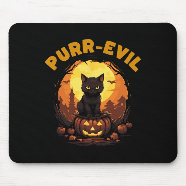 Mousepad Purr-mau Haunted Cat Halloween (Frente)