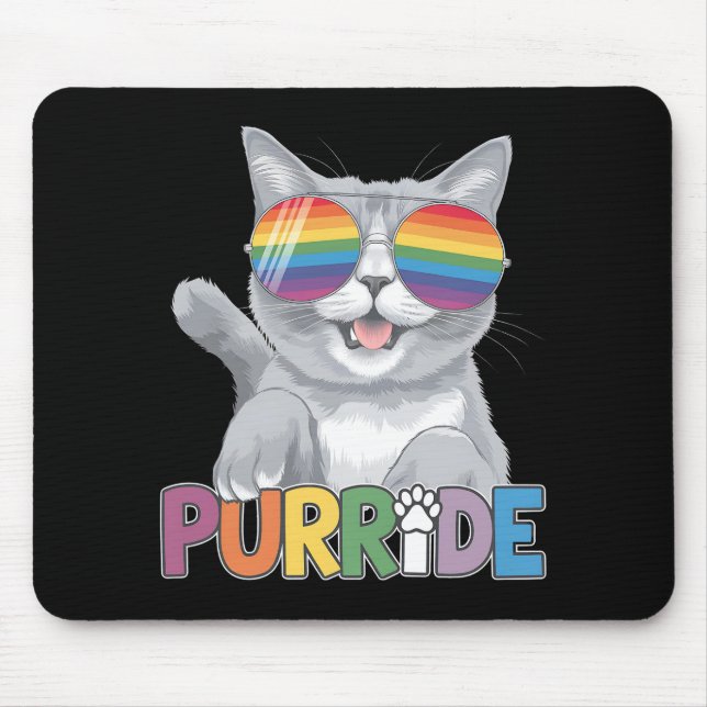 Mousepad Purride Cat Sunvidles Orgulho gay Rainbow LGBTQ (Frente)
