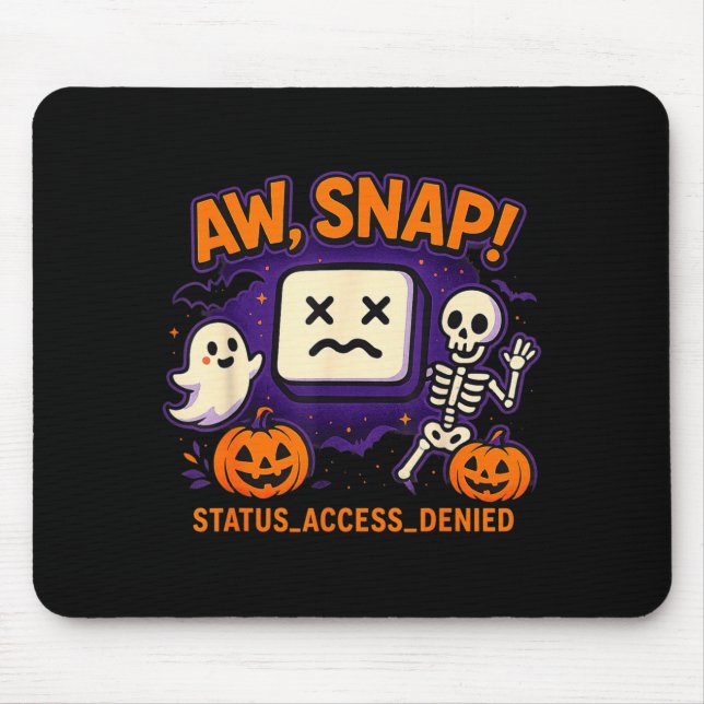 Mousepad Puxa, esqueleto fantasma assustador abóbora erro (Frente)