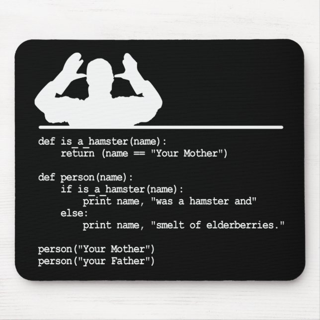 Mousepad Python Code. Sua mãe era um hamster. (Frente)