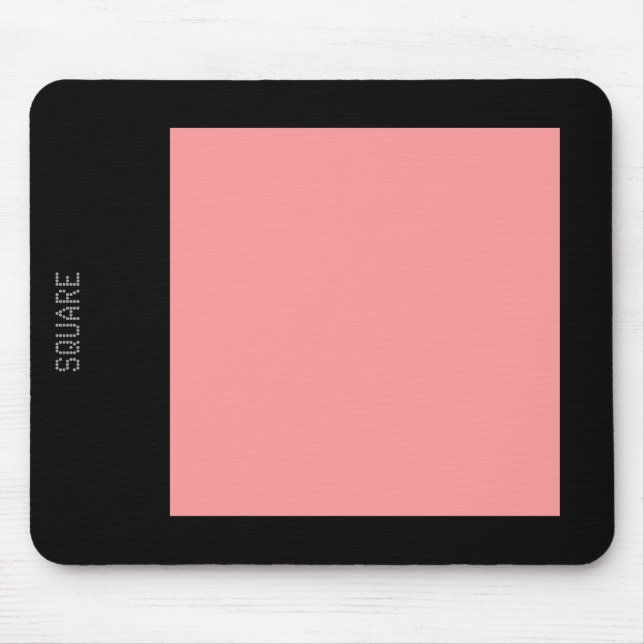Mousepad Quadrado - Cor-de-rosa macio e preto (Frente)