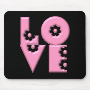 Mousepad Quadrado de amor 3D cor-de-rosa Bubblegum
