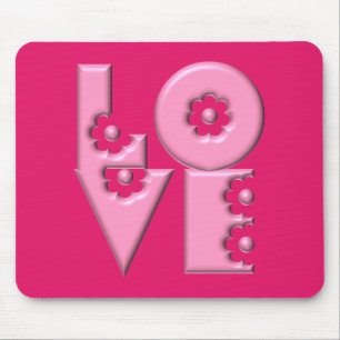 Mousepad Quadrado de LOVE 3D, cor-de-rosa, personalizável