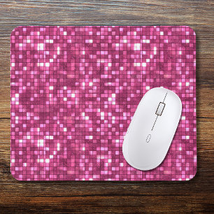 Mousepad Quadrado Estilo Disco Rosa Vibrante do Dia dos Nam
