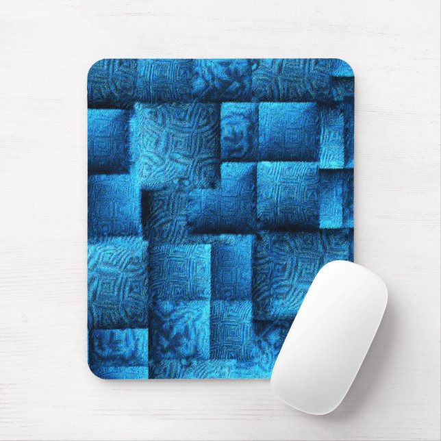 Mousepad Quadrados azuis com abstrato tribal design (Com mouse)