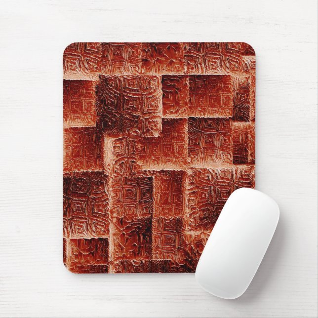 Mousepad Quadrados com textura de parede vermelha escura e  (Com mouse)