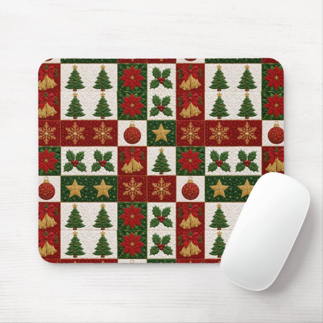 Mousepad Quadrados de Colcha de Natal (Com mouse)