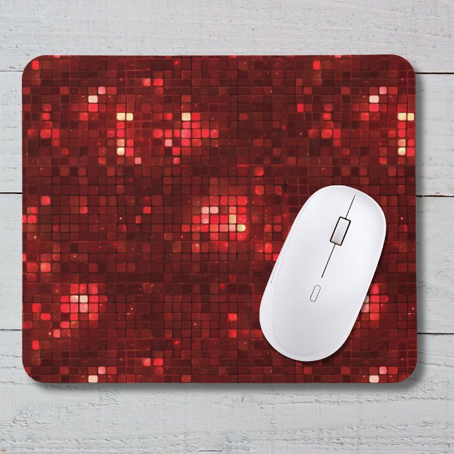 Mousepad Quadrados de Estilo Disco Vermelho Padrão de Valen (Criador carregado)
