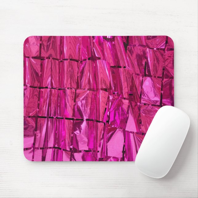 Mousepad Quadrados de folhas magenta (Com mouse)