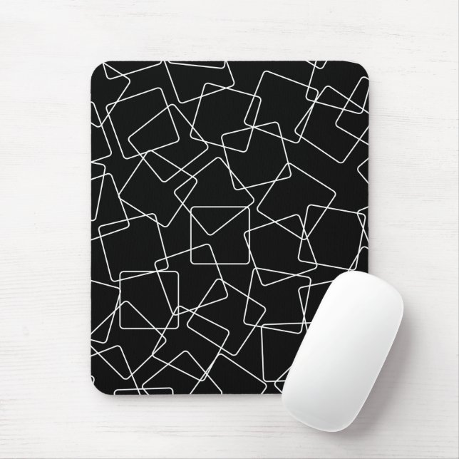 Mousepad Quadrados desordenados preto e branco (Com mouse)