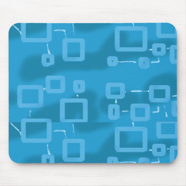 Mousepad Quadrados Geométricos Azul Ciano Claro (Frente)