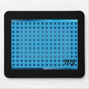 Mousepad Quadrados Modernos Azuis com Iniciais