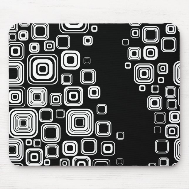 Mousepad Quadrados preto e branco retros (Frente)