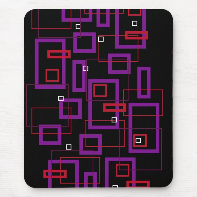 Mousepad Quadrados retrorreflectores, vermelhos, roxos e ne (Frente)