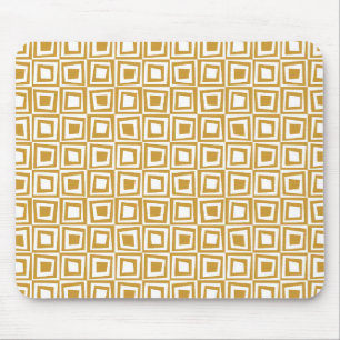 Mousepad Quadrados retros - Brown dourado no branco