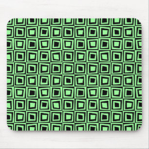 Mousepad Quadrados retros - verde da hortelã no preto