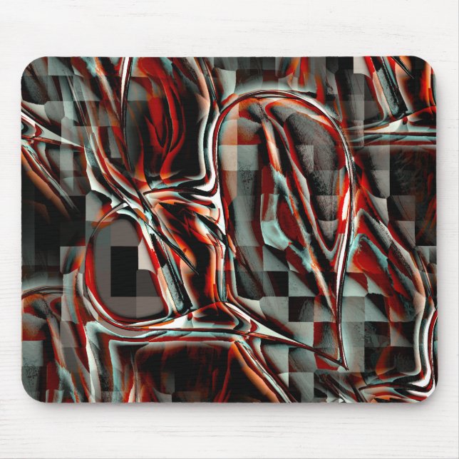 Mousepad Quadrados sob estranhas manchas avermelhadas forma (Frente)