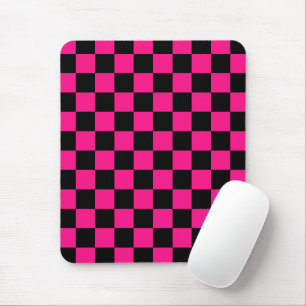 Mousepad Quadrados verificados retro geométrico preto-rosa-